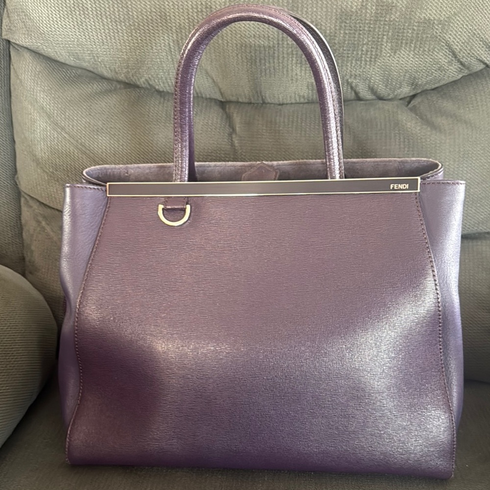 Fendi Purple Tote with Structured Design and Leather Finish. Price firm